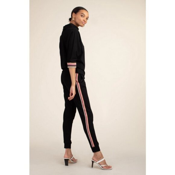 💕TRINA TURK💕 Bop 2 Pant ~ Black with Glitter Rainbow Tuxedo Stripe XXL NWT - Picture 4 of 14